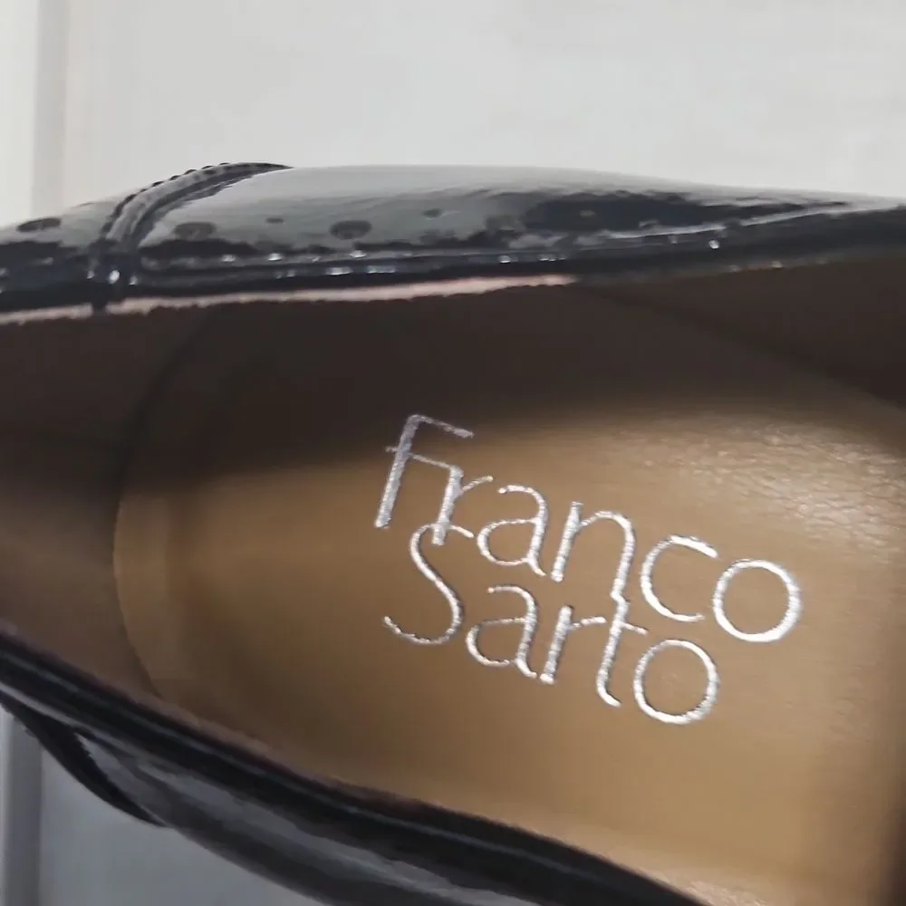 Franco Sarto Charles Black Patent Leather Lug Sole Oxford Shoes Size 6.5M